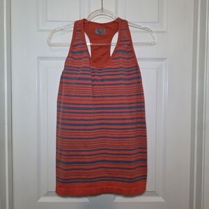 Athleta Striped Orange Gray Racer Back Tank Top Women's XL